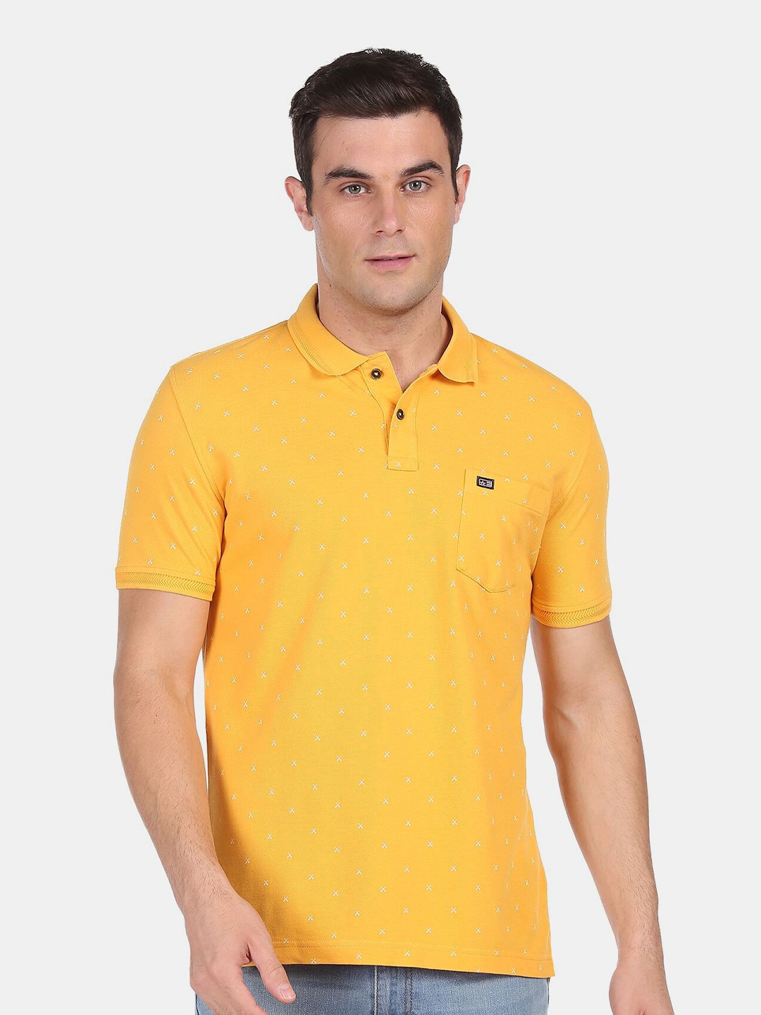 

Arrow Sport Men Yellow Conversational Printed Polo Collar T-shirt