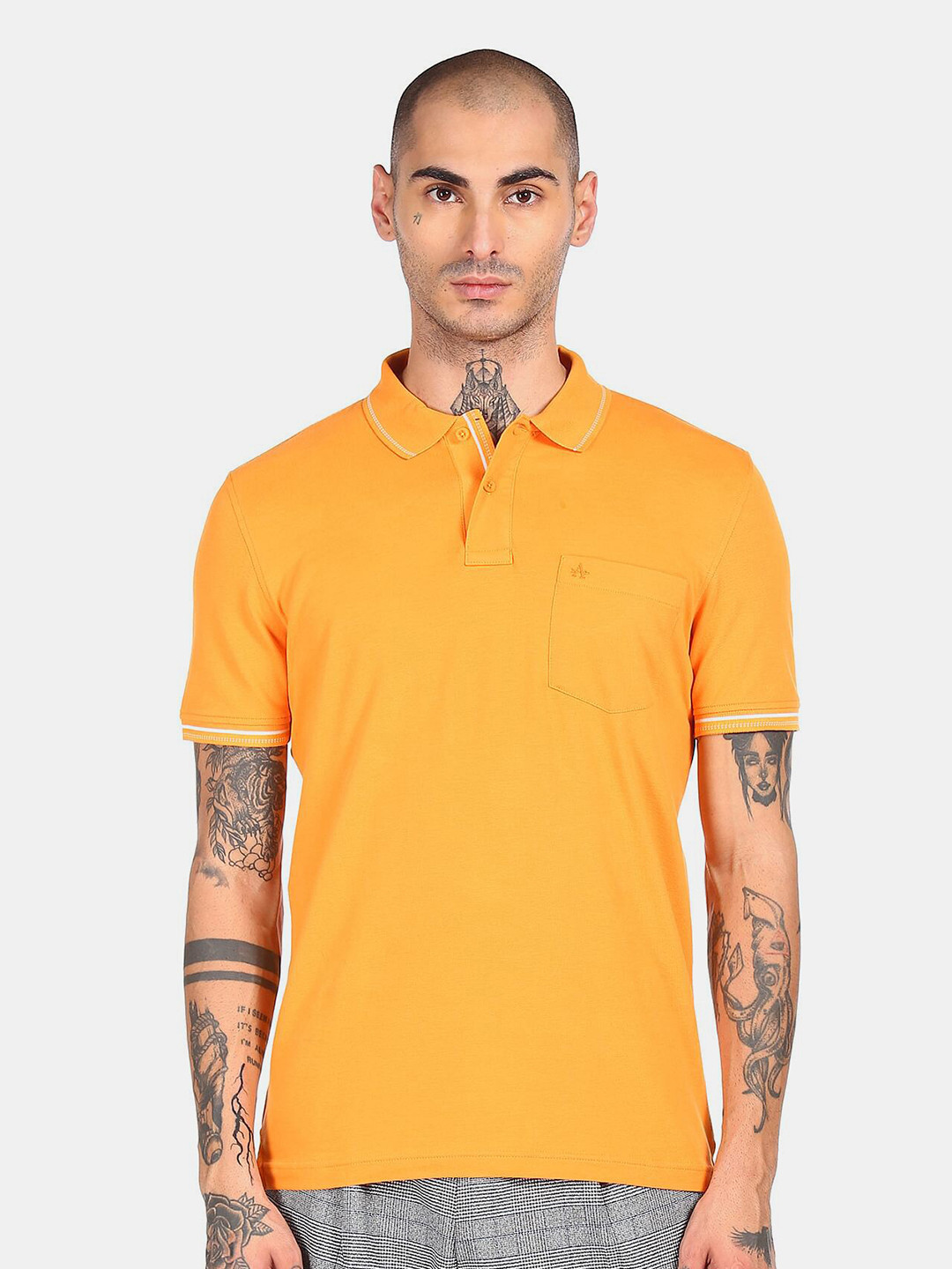 

Arrow Sport Men Cotton Yellow Polo Collar T-shirt