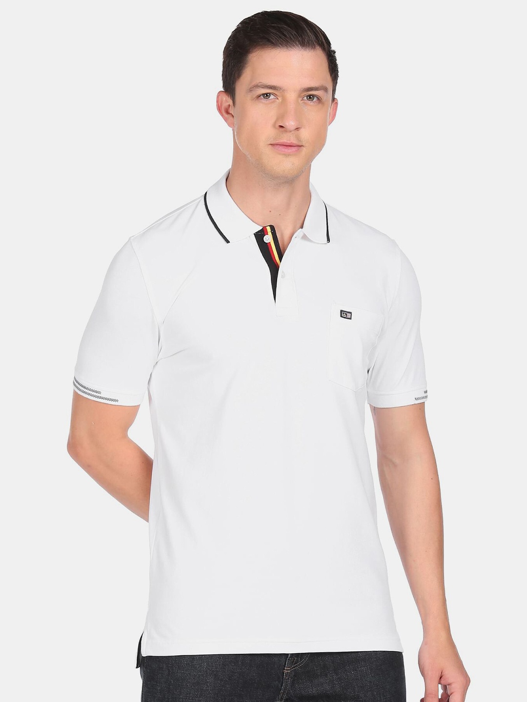 

Arrow Sport Men Cotton White Polo Collar T-shirt