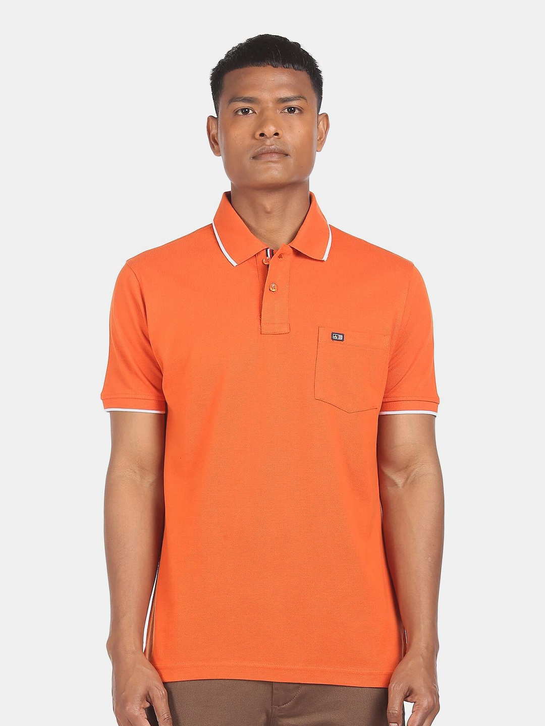 

Arrow Sport Men Cotton Orange Polo Collar T-shirt