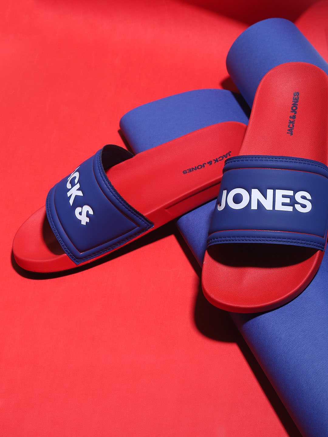 

Jack & Jones Men Red & Blue Printed Sliders