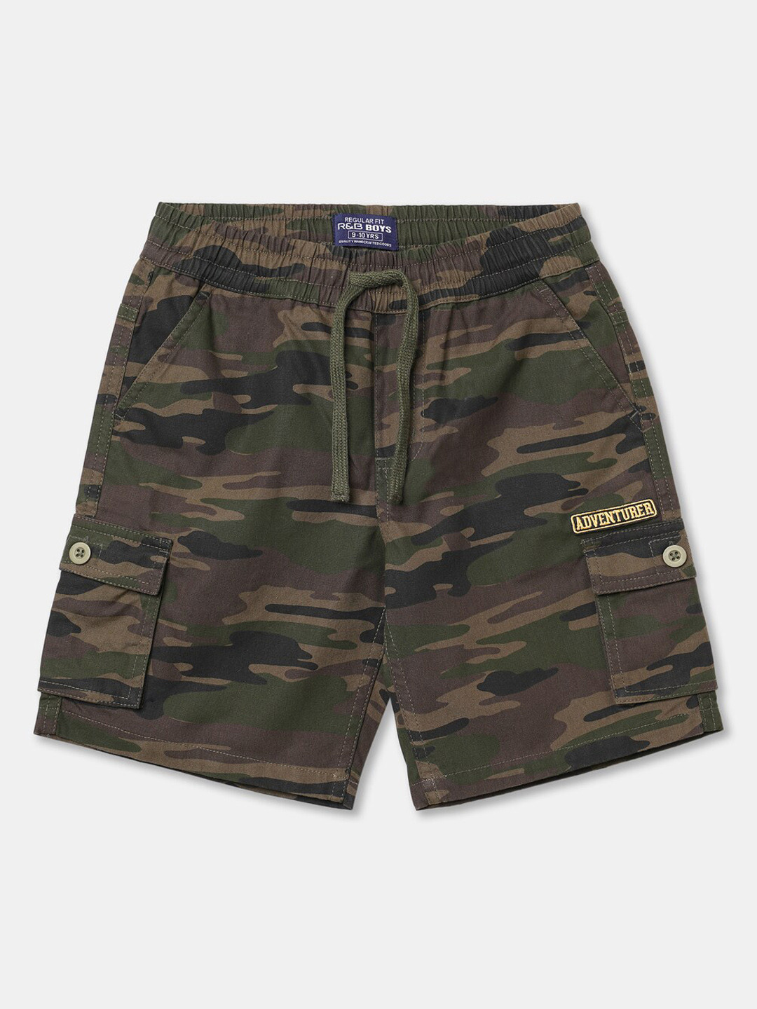 

R&B Boys Camouflage Printed Cargo Shorts, Green