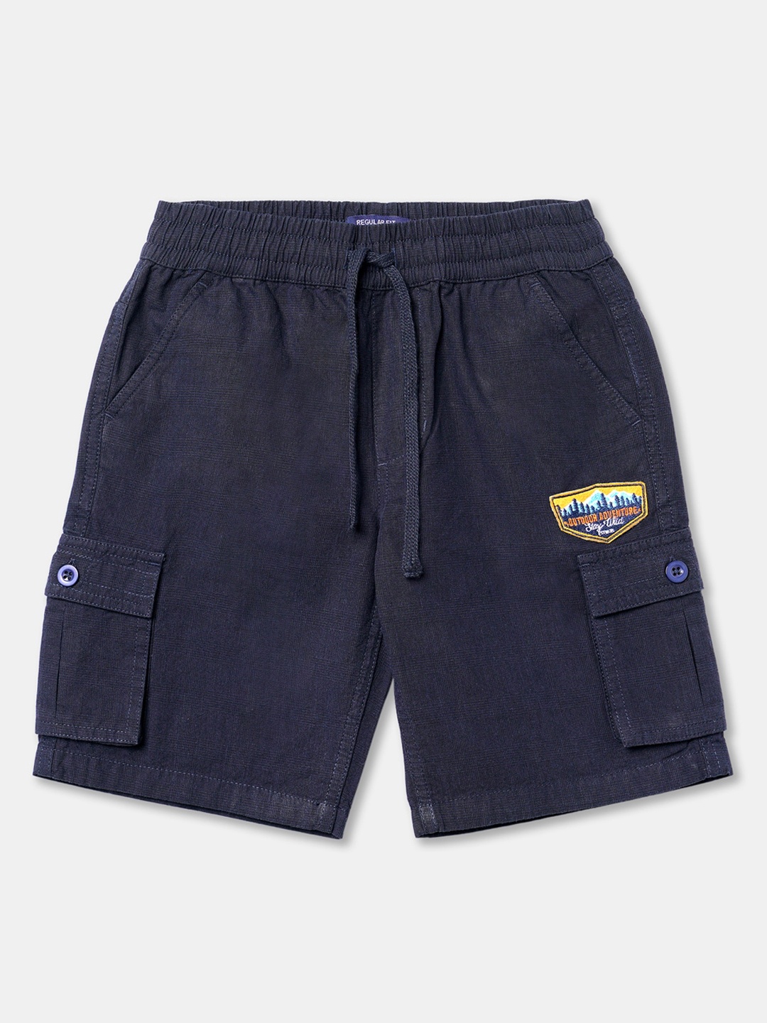 

R&B Boys Solid Cargo Shorts, Blue
