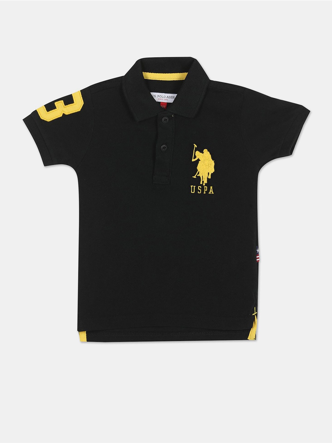 

U S Polo Assn Boys Black Polo Collar T-shirt