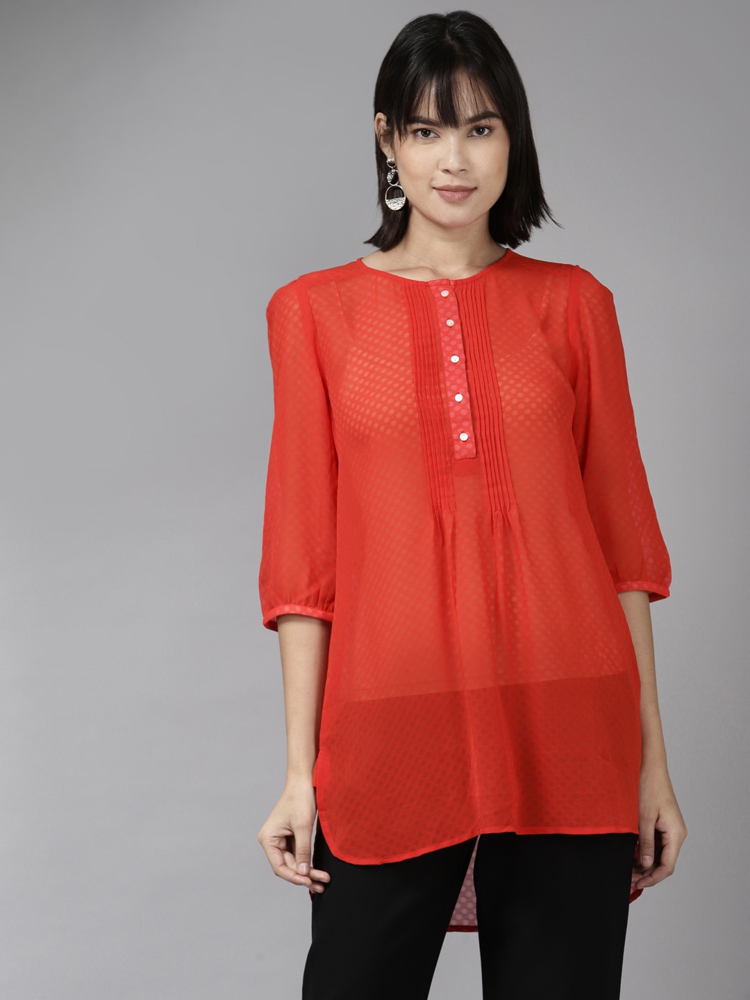 

Aarika Red Longline Top