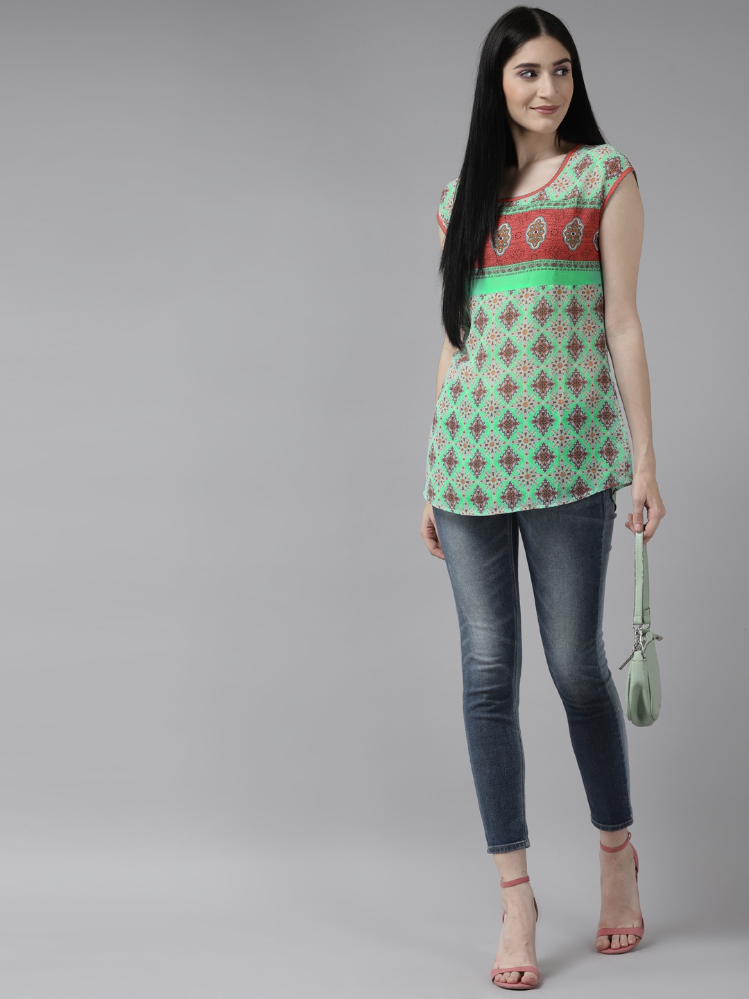 

Aarika Green & Rust Printed Top