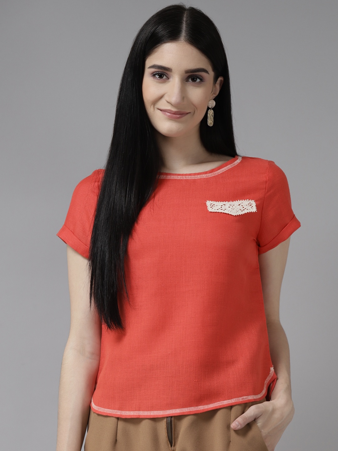 

Aarika Red Applique Top