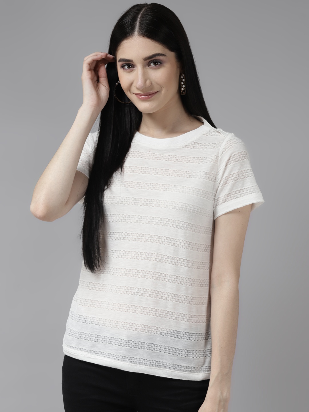 

Aarika White Striped Top