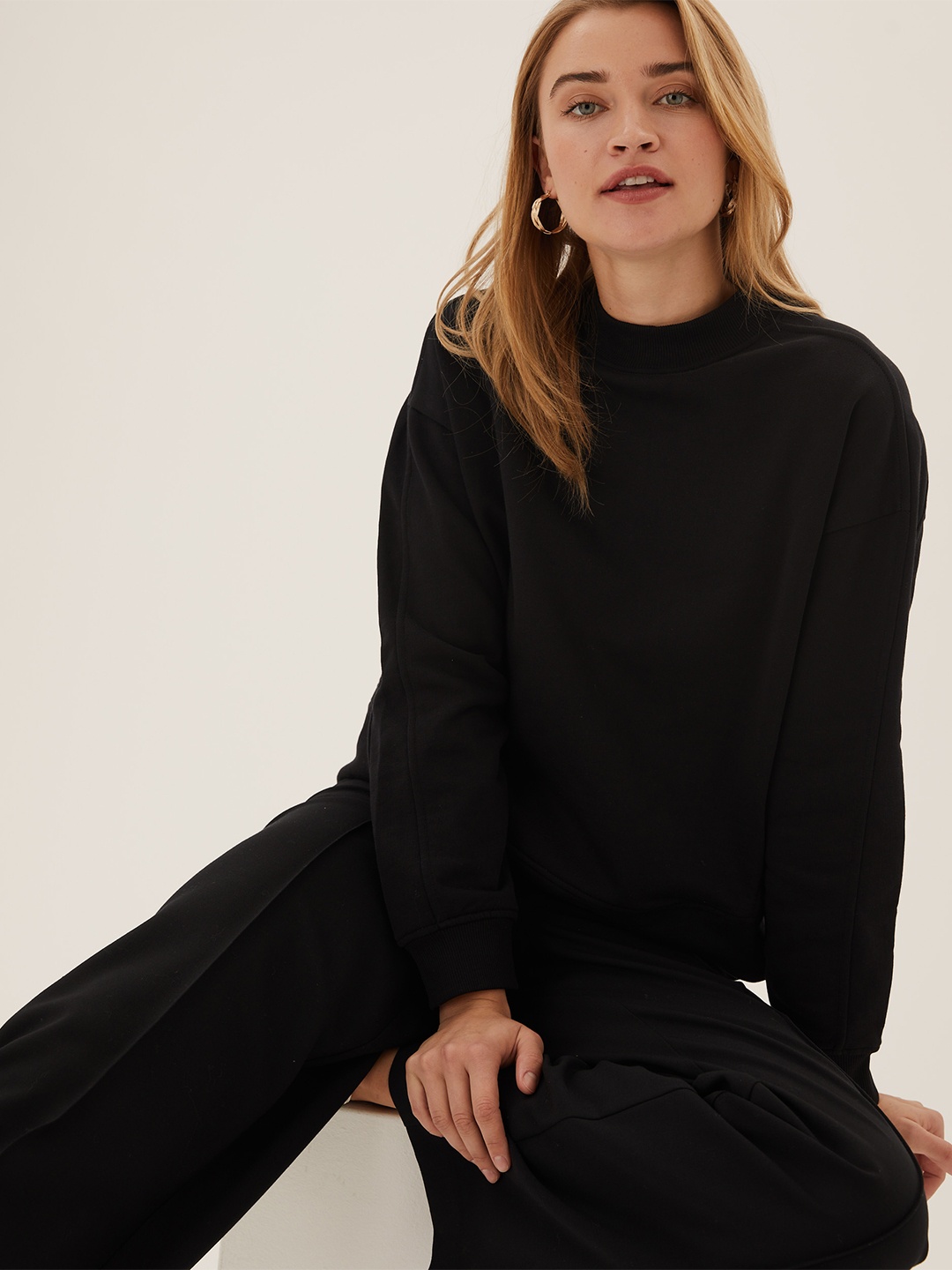 

Marks & Spencer Women Black Pure Cotton Sweatshirt
