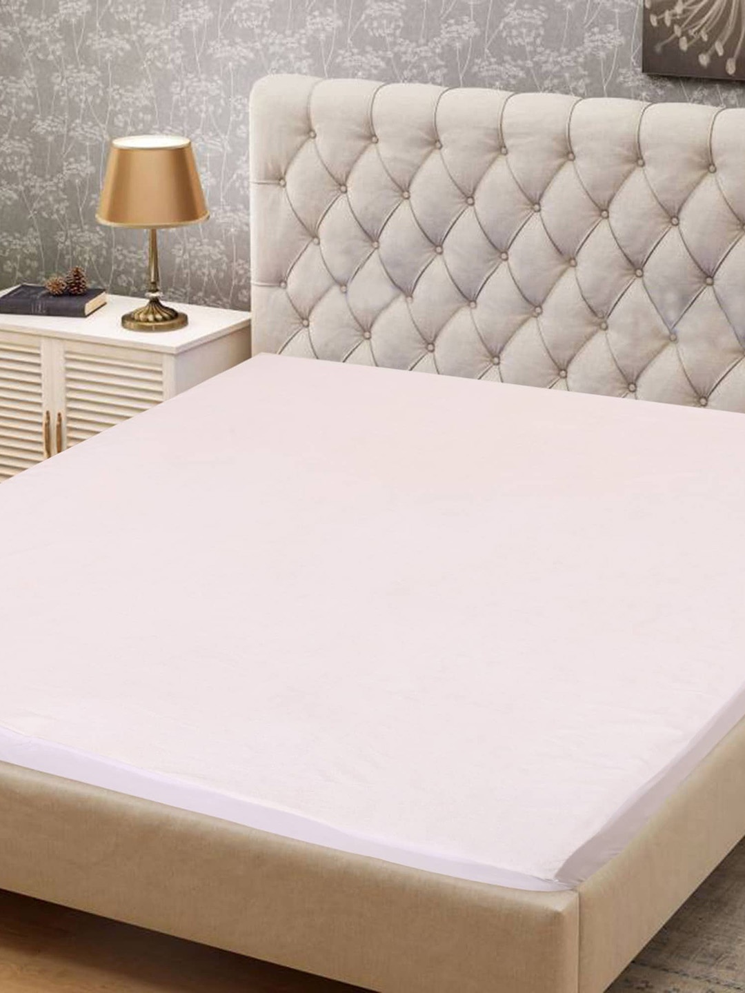 Pum Pum White Solid King Size Waterproof Mattress Protector