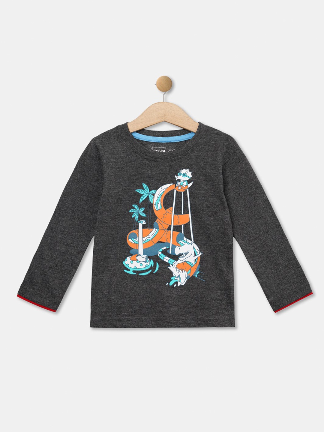 

R&B Boys Cotton Grey Printed T-shirt