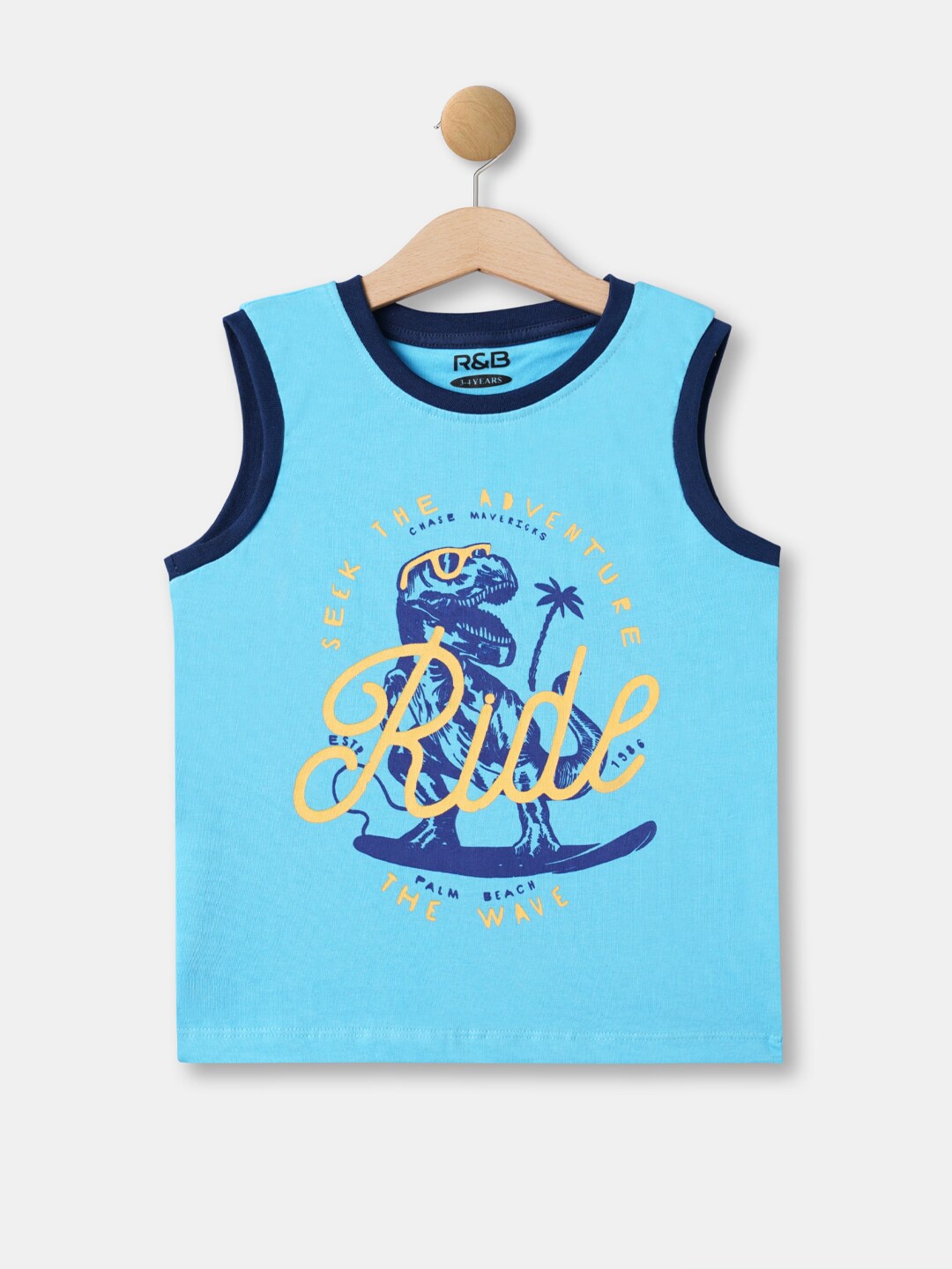 

R&B Boys Cotton Blue Typography Printed T-shirt