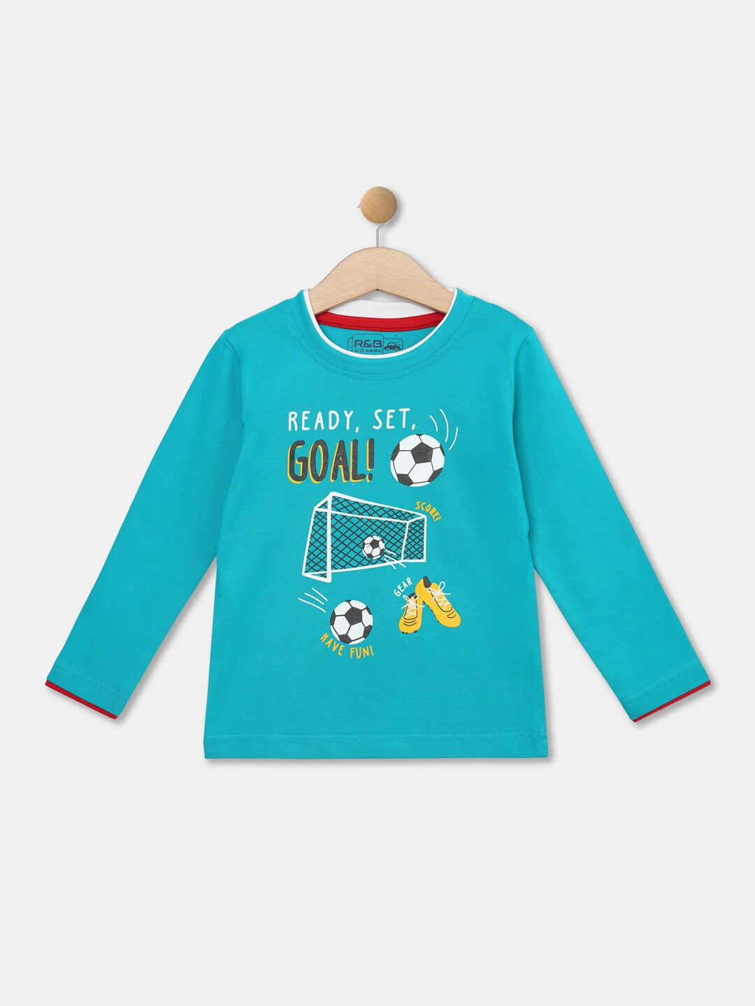 

R&B Boys Cotton Blue Typography Printed T-shirt