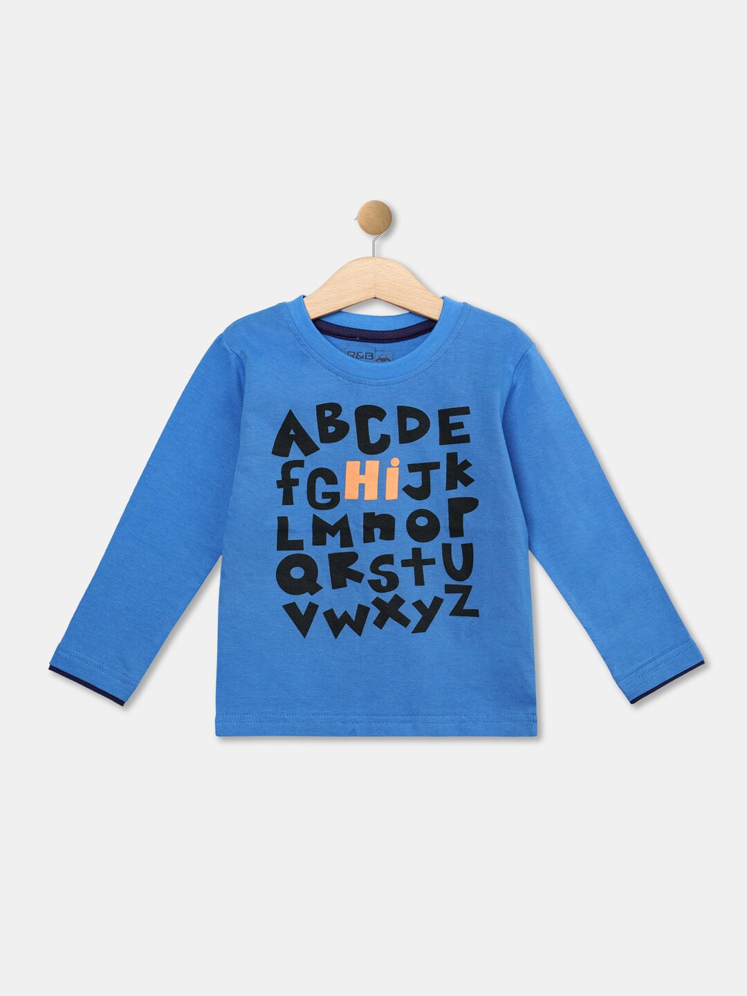

R&B Boys Blue & Black Typography Printed T-shirt
