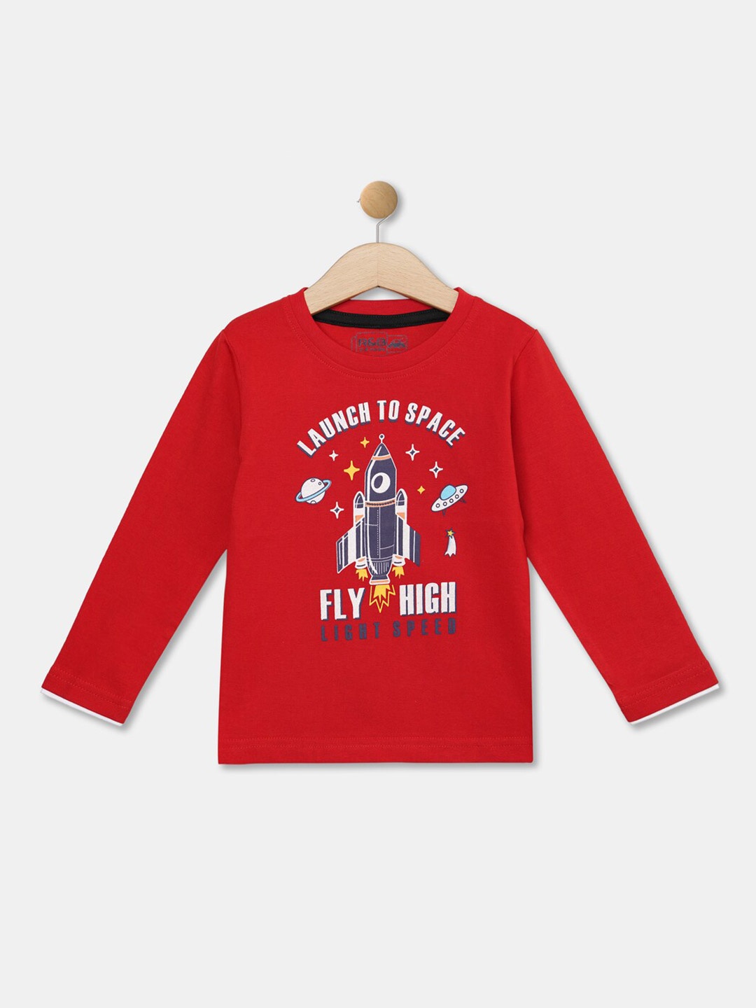 

R&B Boys Cotton Red & White Typhography Printed T-shirt