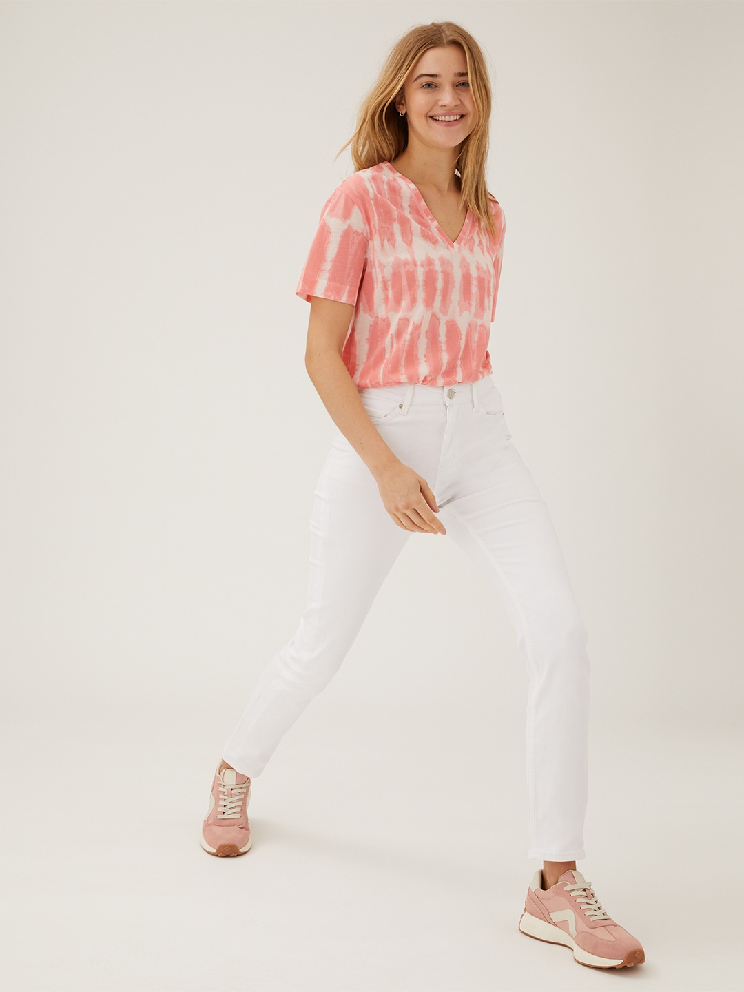 

Marks & Spencer Pink Tie and Dye Print Top