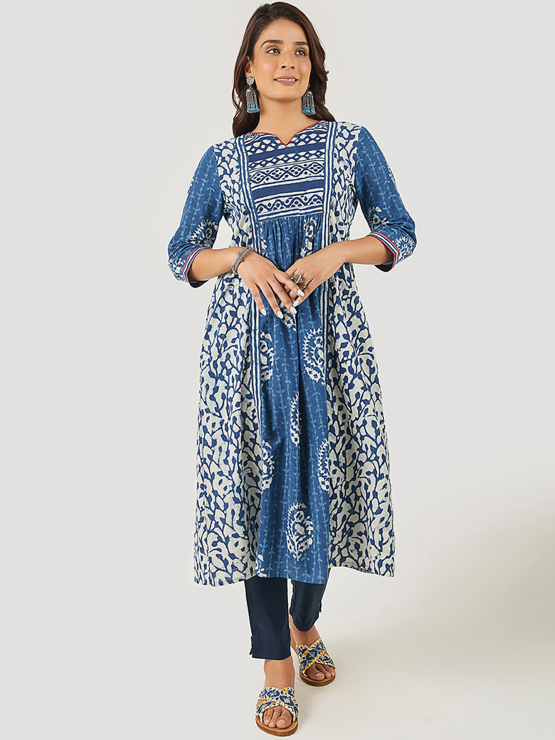 

EK BY EKTA KAPOOR Women Blue Printed Cotton A-Line Kurta