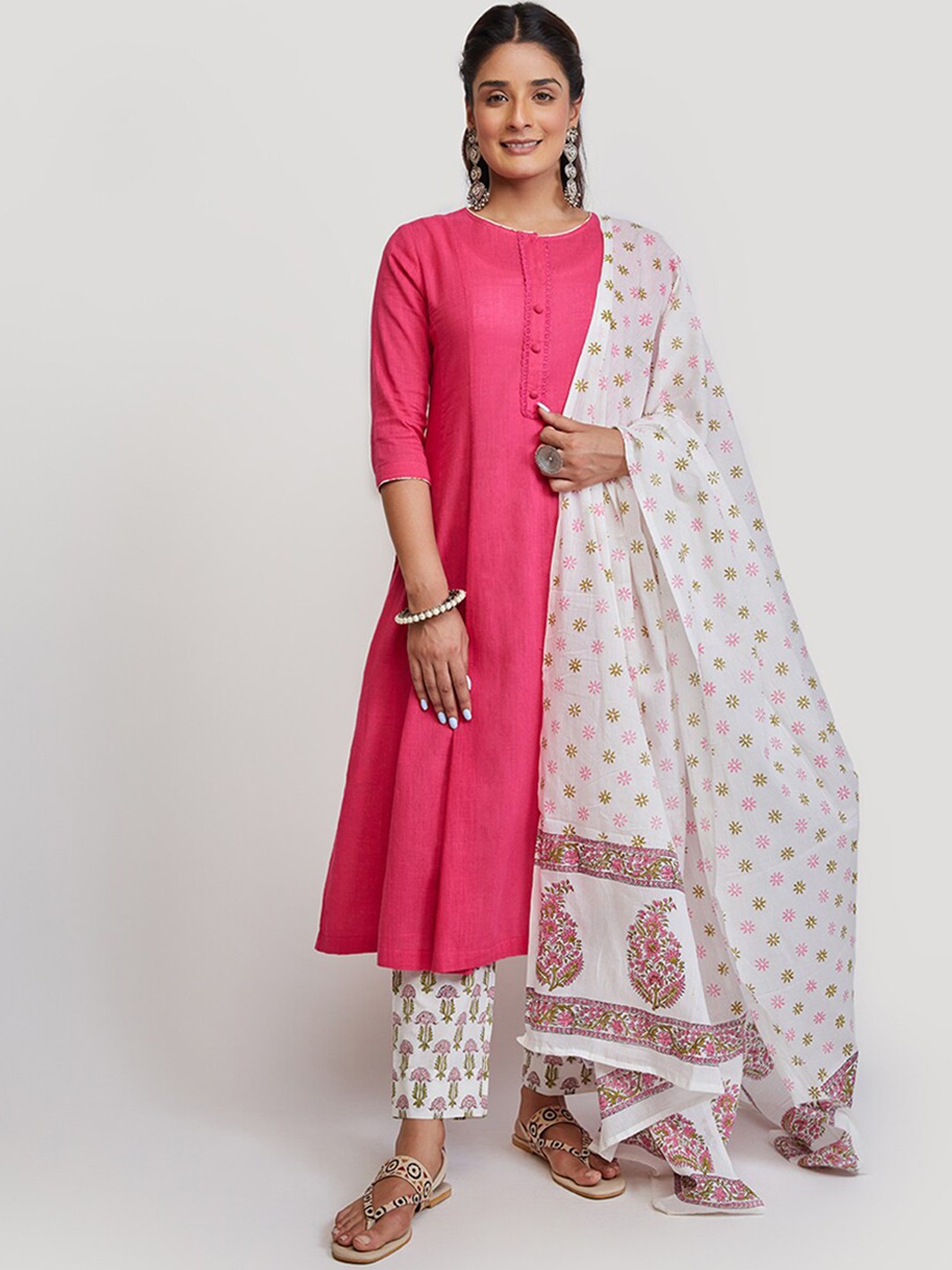 

EK BY EKTA KAPOOR Women Pink Pure Cotton Kalidar Kurta
