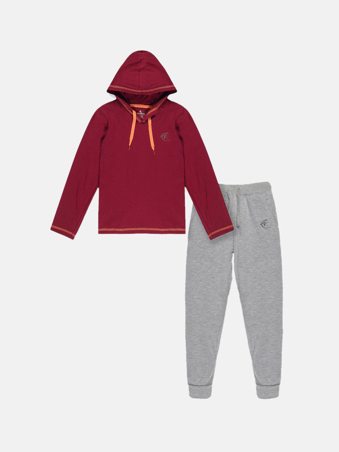 

KiddoPanti Boys Maroon & Grey T-shirt Track Pant Set