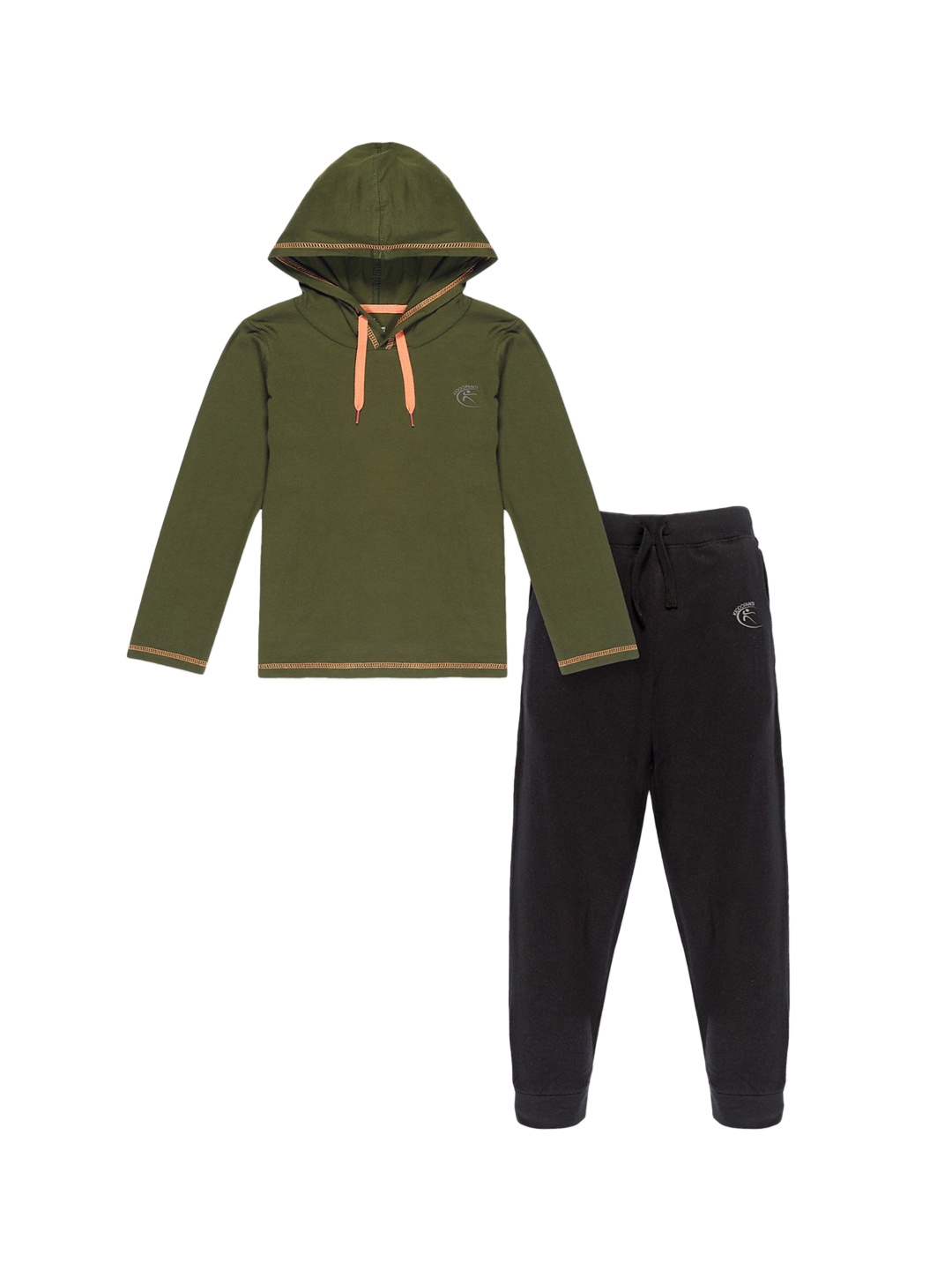 

KiddoPanti Boys Green & Black T-shirt & Solid Track Pant Set