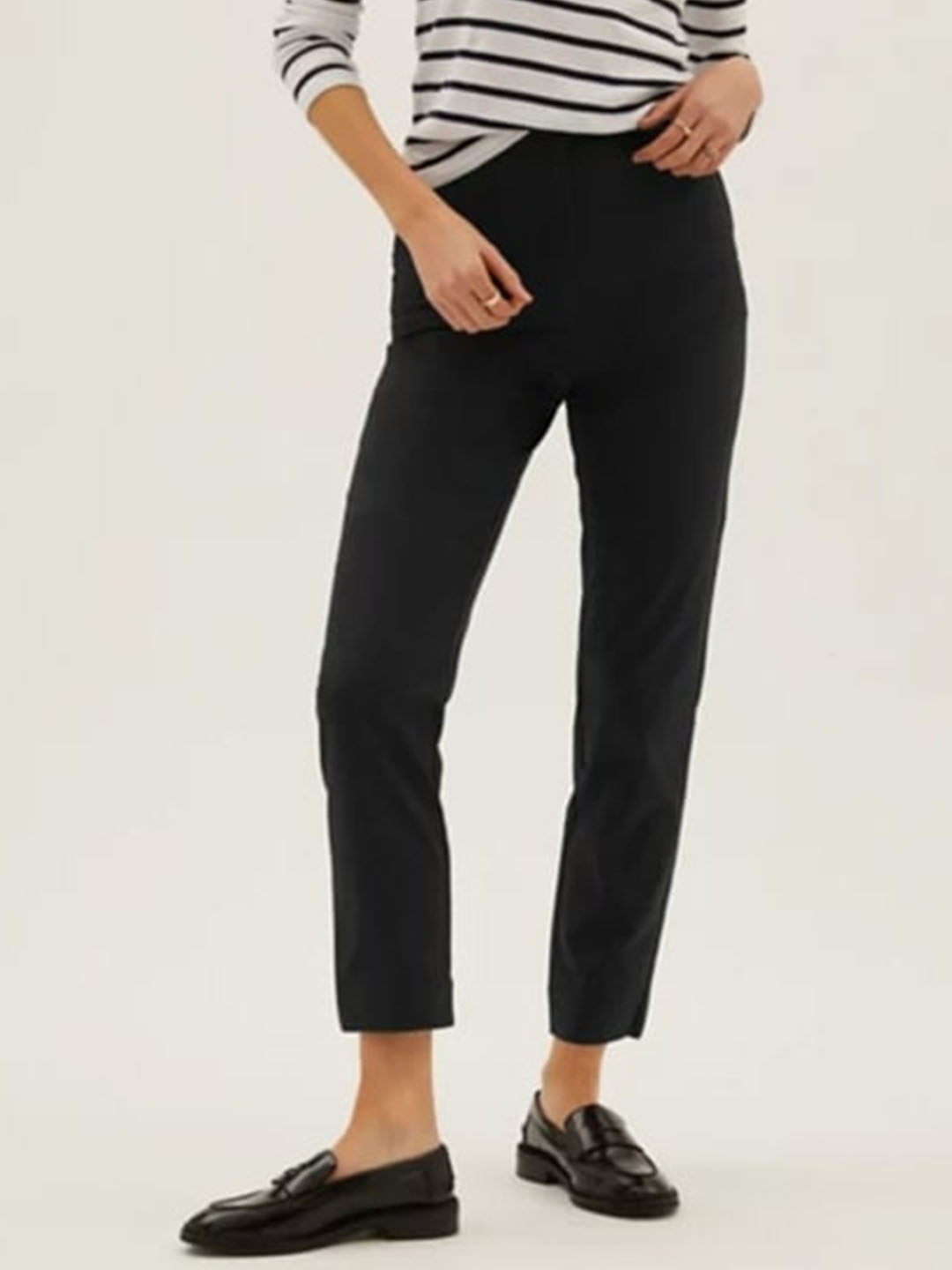 

Marks & Spencer Women Black High-Rise Chinos Trousers