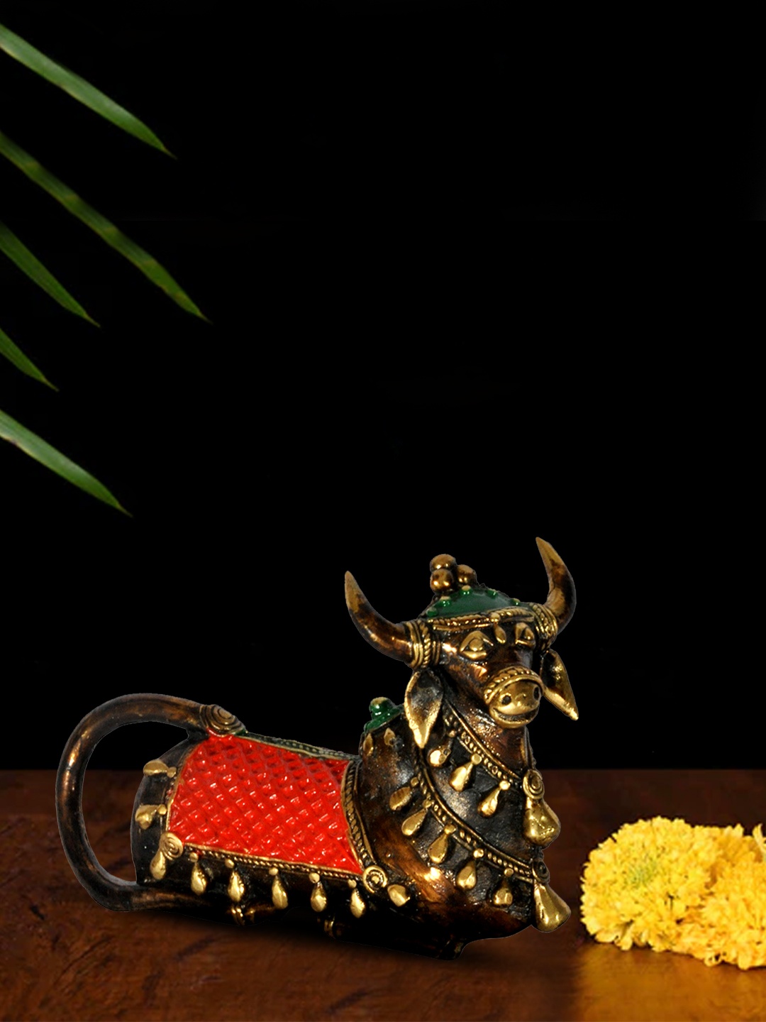 

SHREE KALA HOME DECOR Red & Bronze Seating Nandi Showpieces