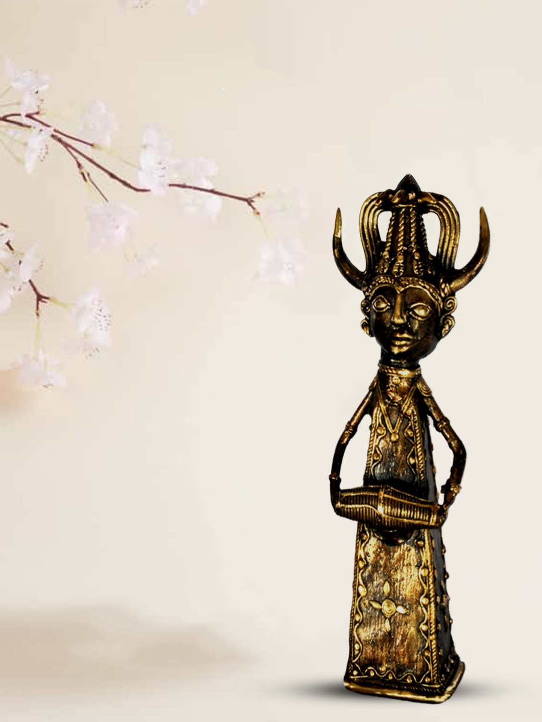 SHREE KALA HOME DECOR Bronze Tribal Man With Dolak Hindu Mythology Spiritual Idol