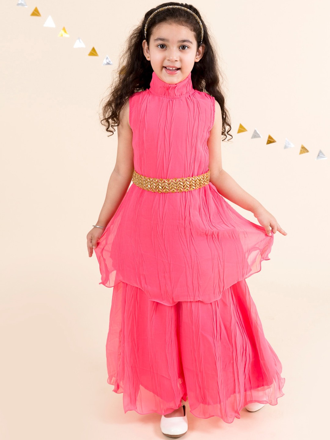 

pspeaches Girls Kurti with Palazzo, Coral