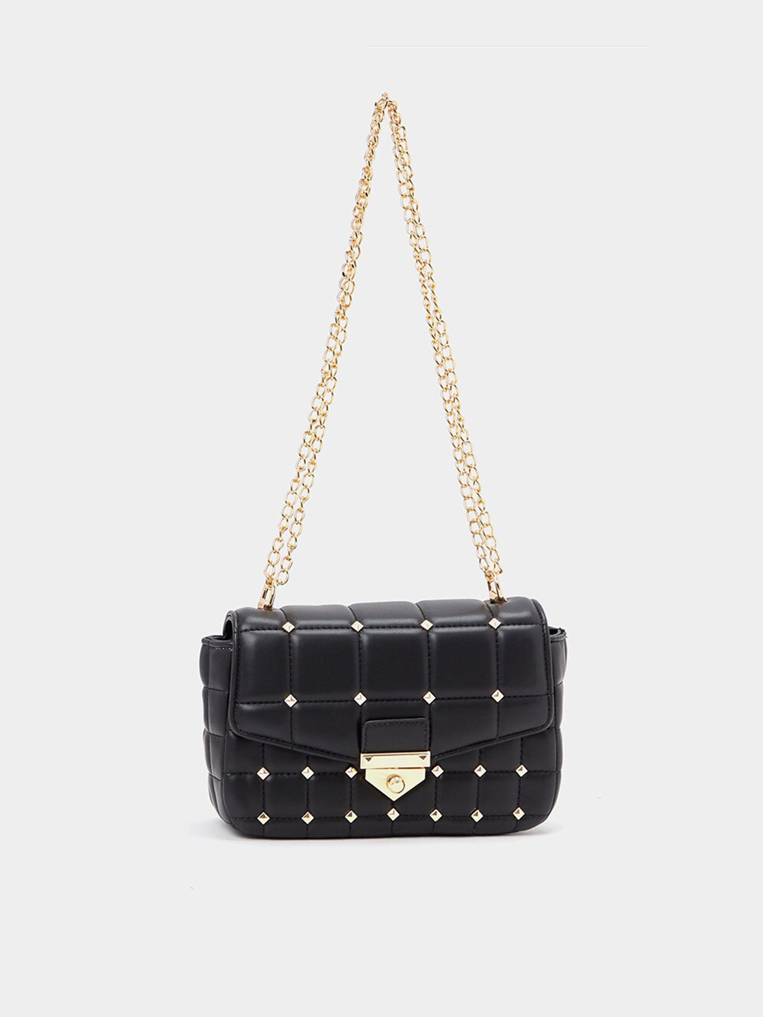 

Styli Women Black Contrast Studs Shoulder Bag