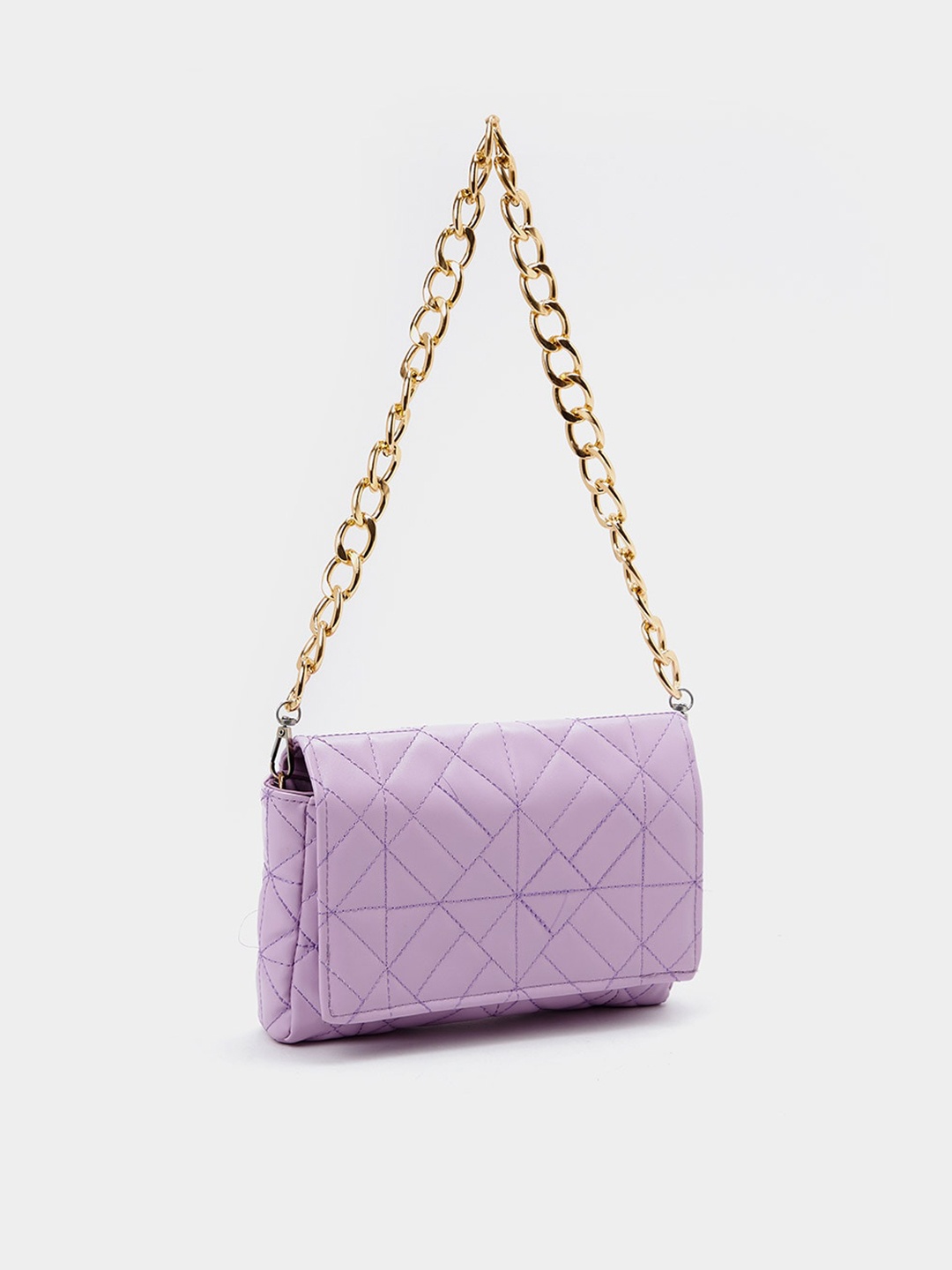 

Styli Women Lavender Patterned Flap Crossbody Bag with Chain Strap