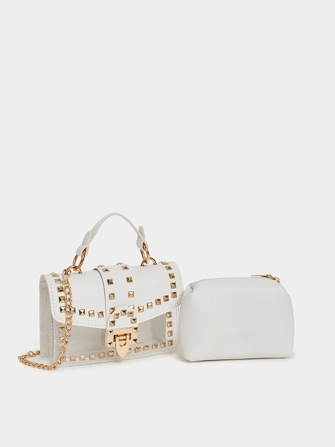 

Styli White Studded Detail Satchel with Detachable Pouch