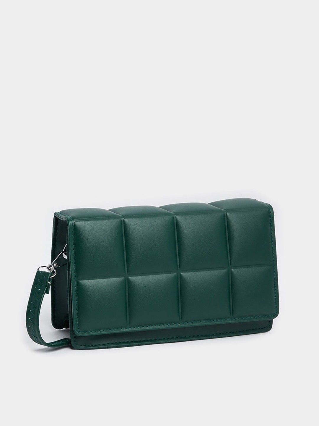 

Styli Women Quilted Structured Sling Bag, Green
