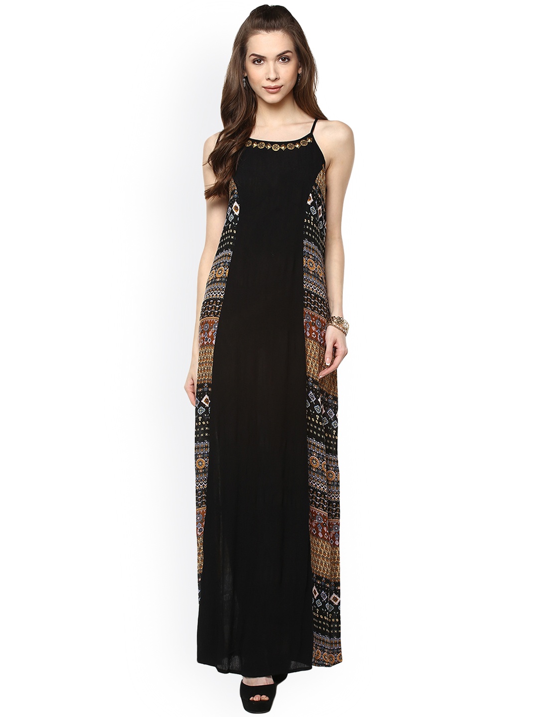 

Taurus Women Black Printed Maxi Dress