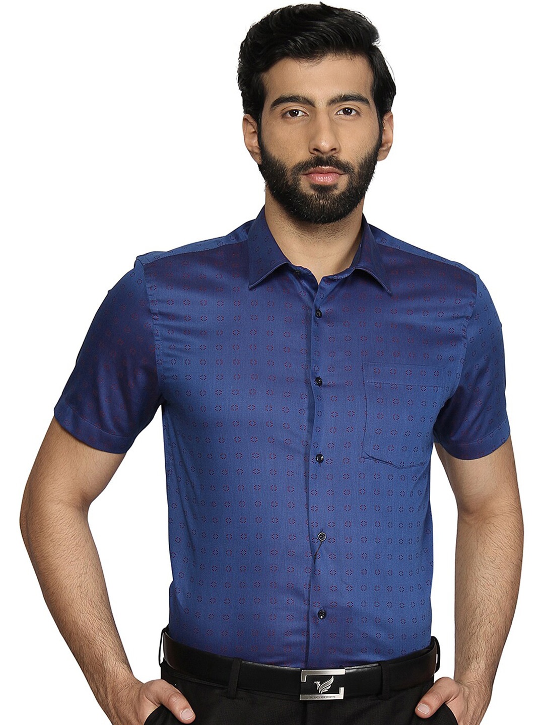 

Blackberrys Men Blue Slim Fit Printed Cotton Casual Shirt