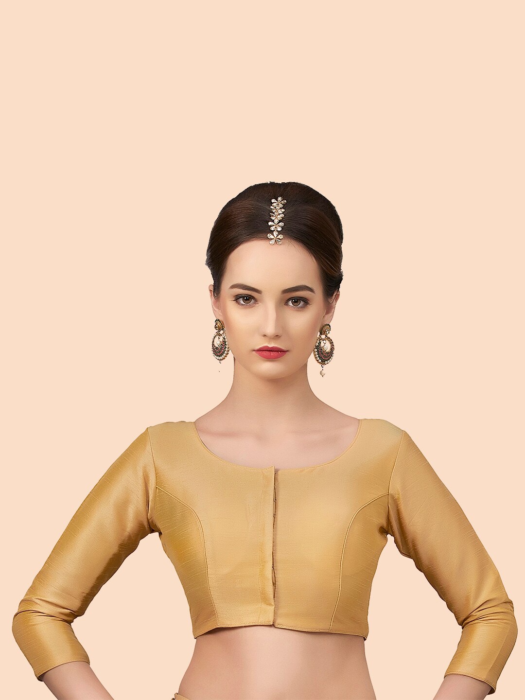 

neckbook Gold-Toned Solid Silk Saree Blouse