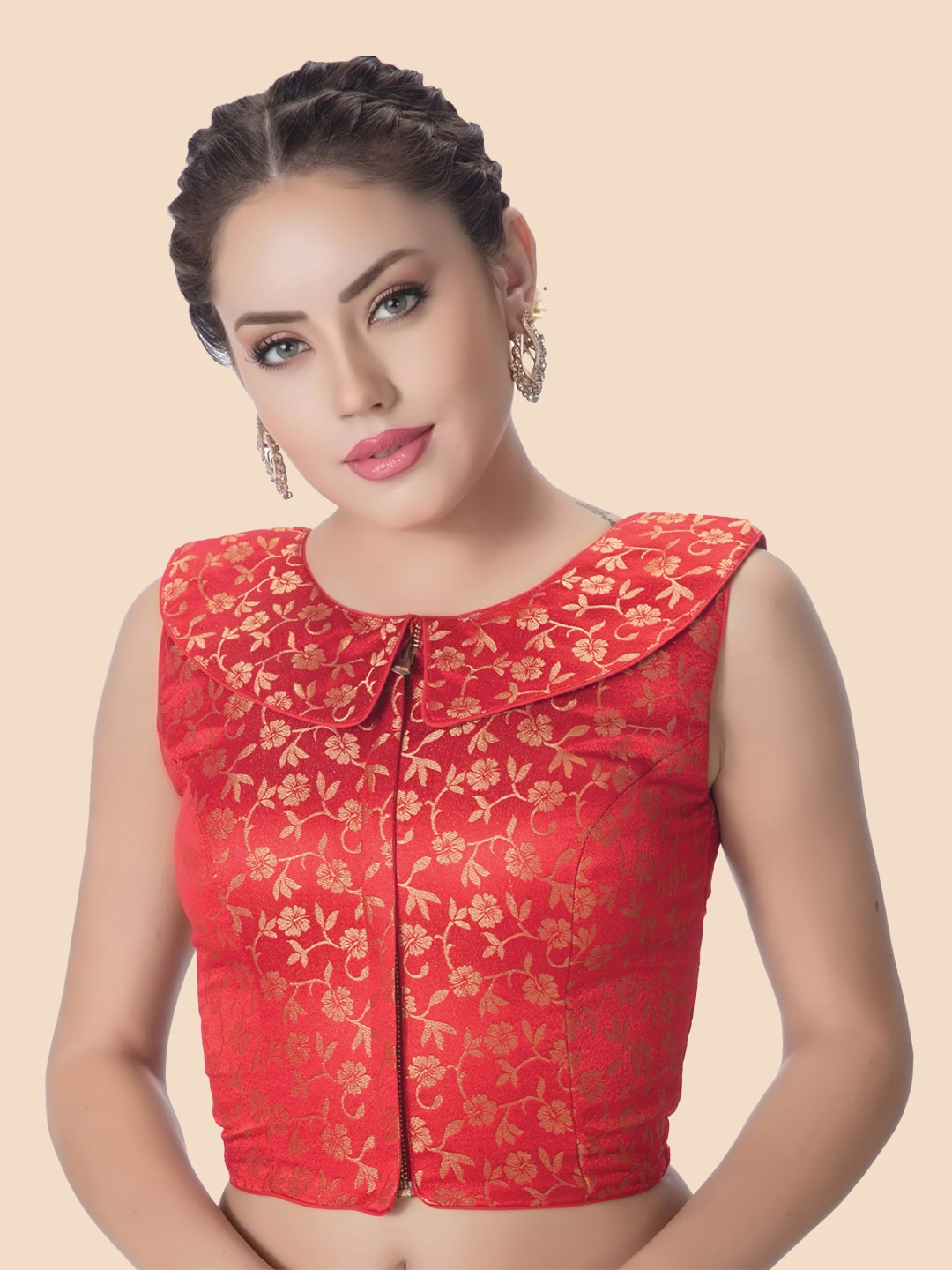 

neckbook Red Printed Saree Blouse