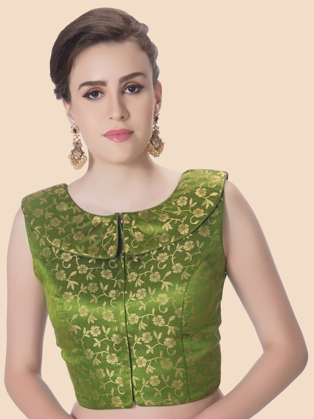 

neckbook Green Woven Design Saree Blouse