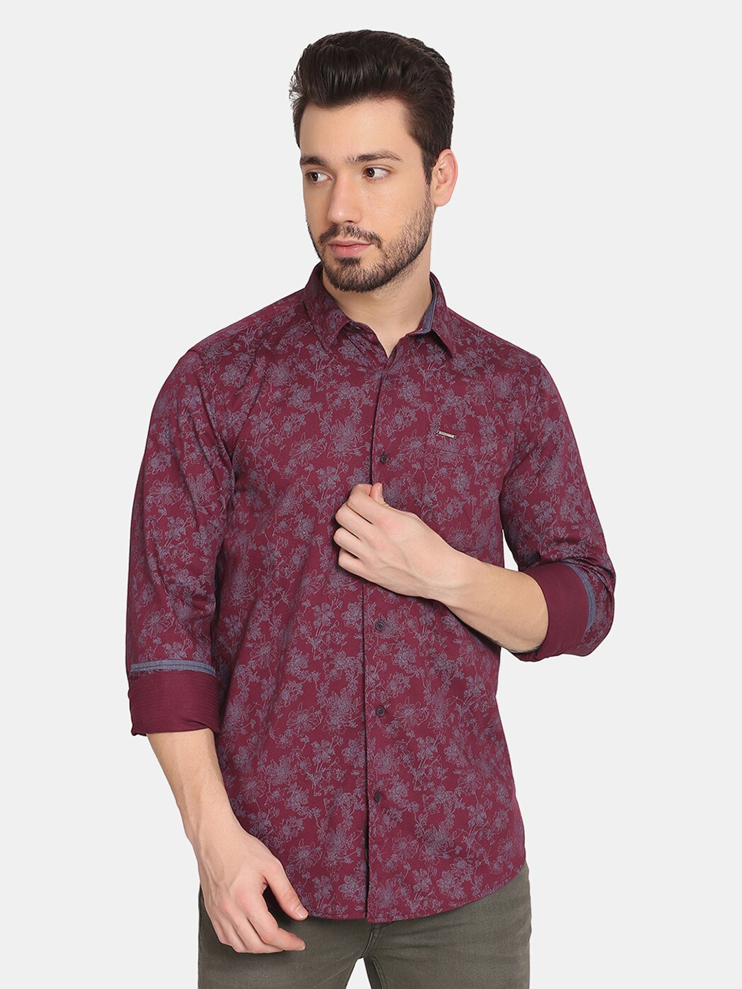 

Blackberrys Men Maroon Slim Fit Printed Casual Shirt