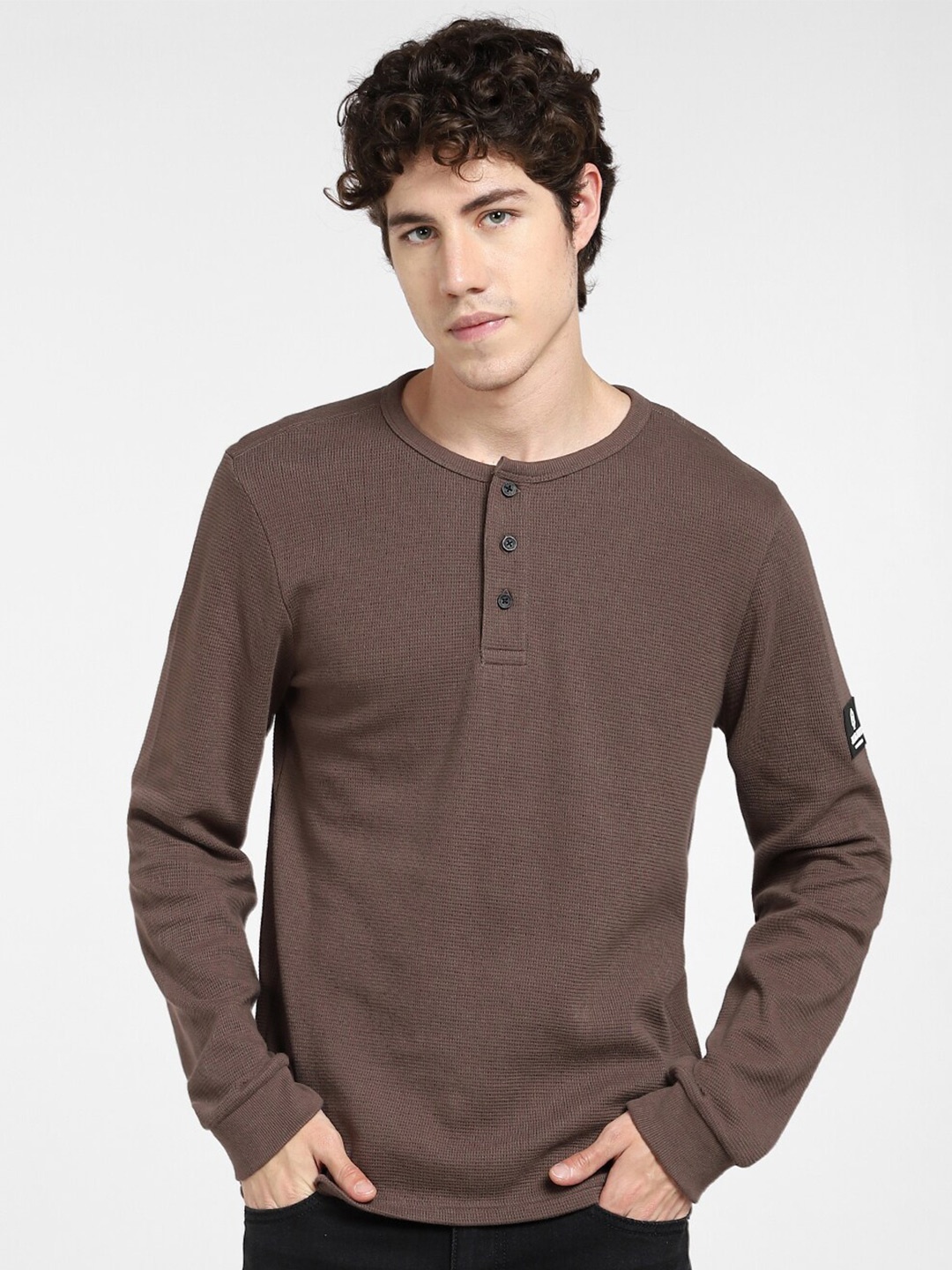 

Jack & Jones Men Brown Solid Slim Fit T-shirt