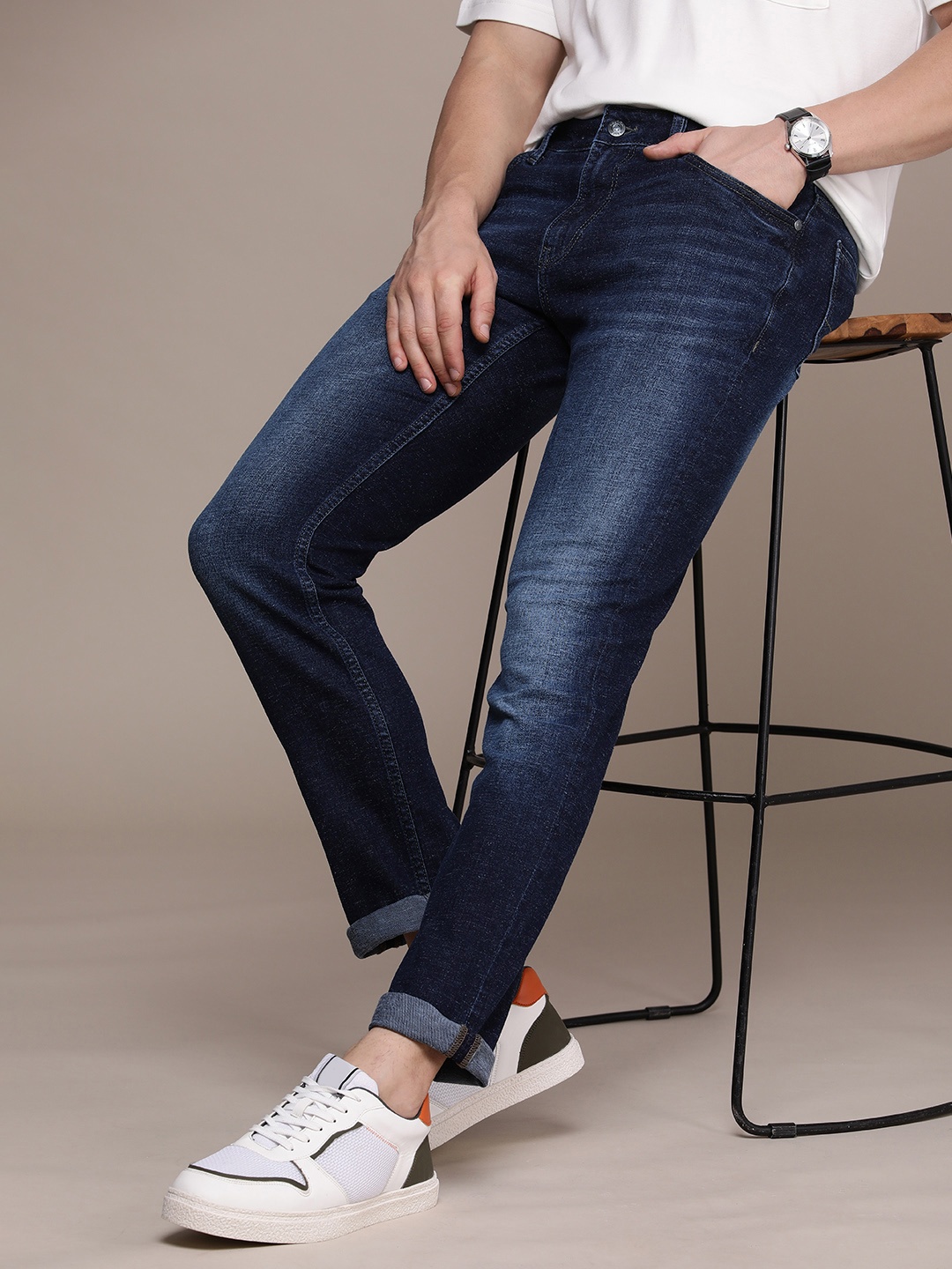 

Nautica Men Slim Fit Light Fade Stretchable Jeans, Blue