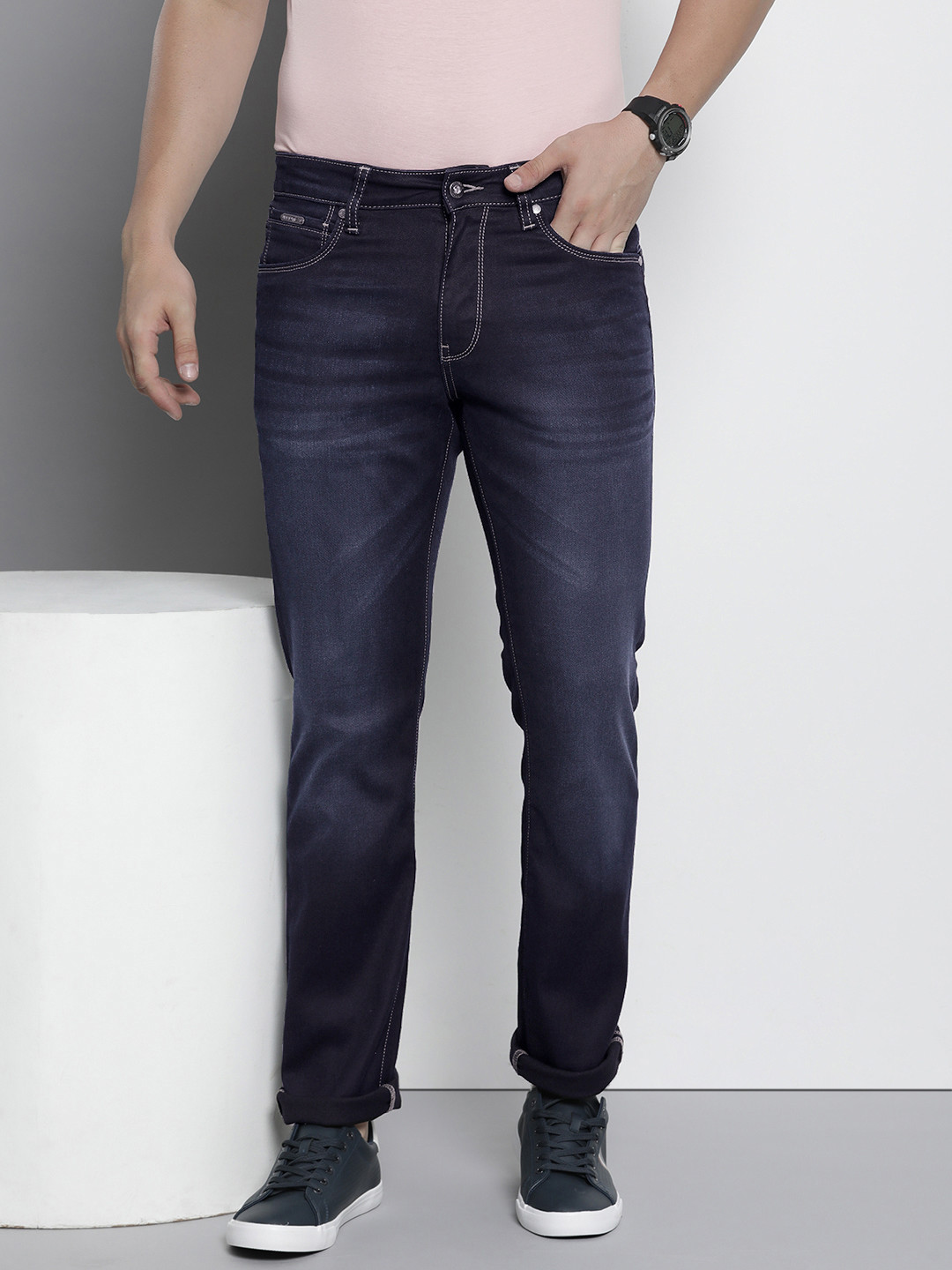 

Nautica Men Mid-Rise Straight Fit Stretchable Jeans, Navy blue