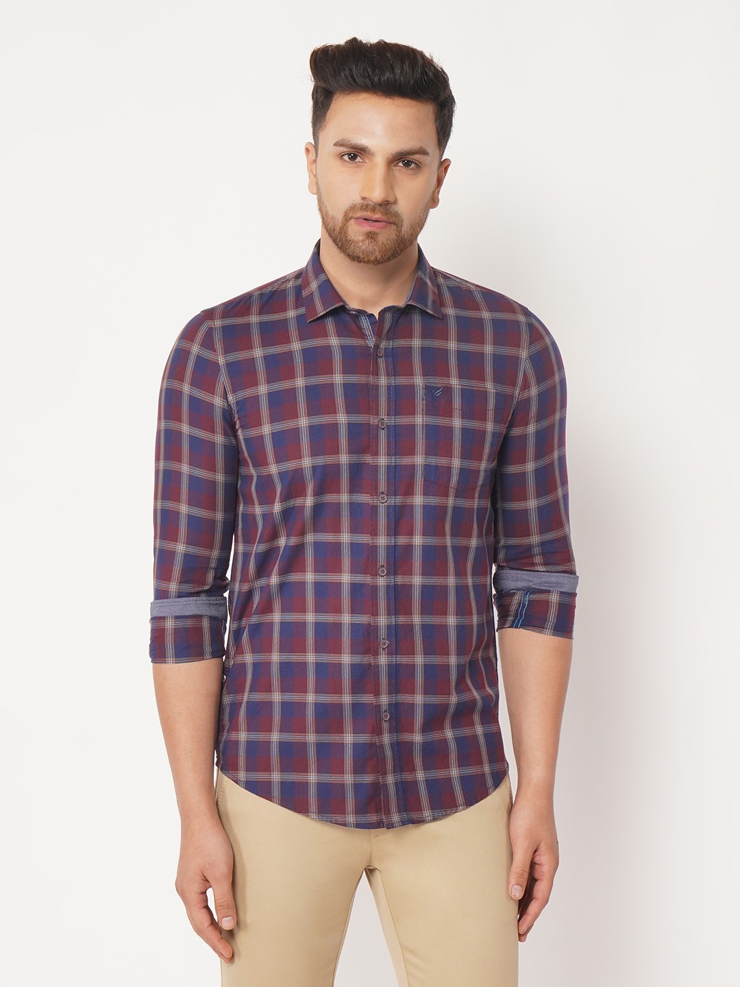 

Blackberrys Men Red Regular Fit Tartan Checks Cotton Casual Shirt