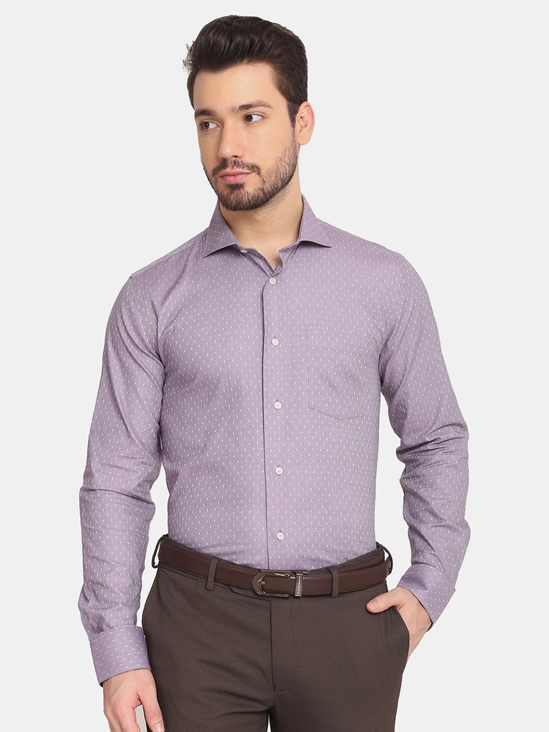 

Blackberrys Men Purple Slim Fit Micro Ditsy Cotton Formal Shirt