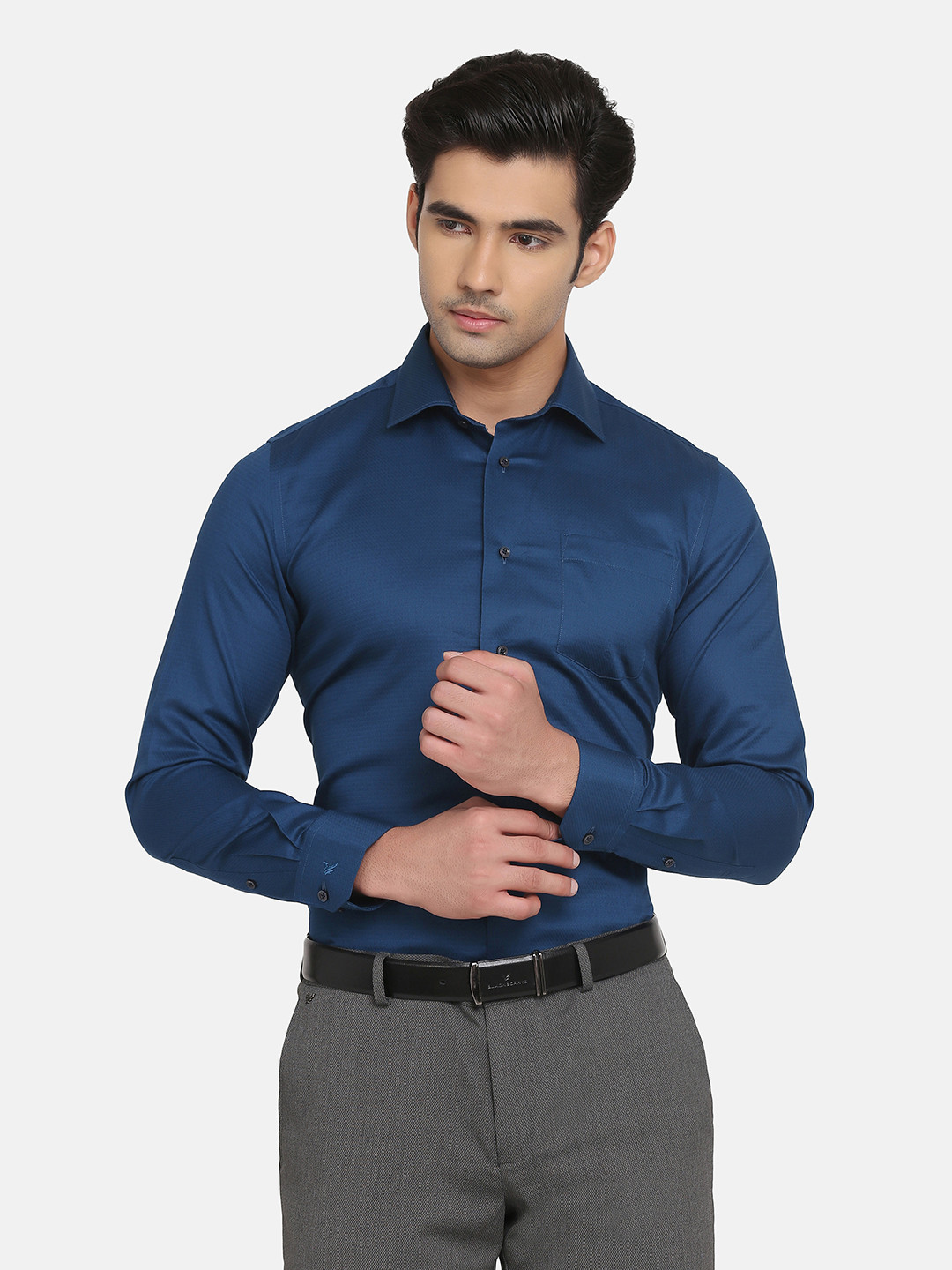 

Blackberrys Men Teal Blue Slim Fit Cotton Formal Shirt
