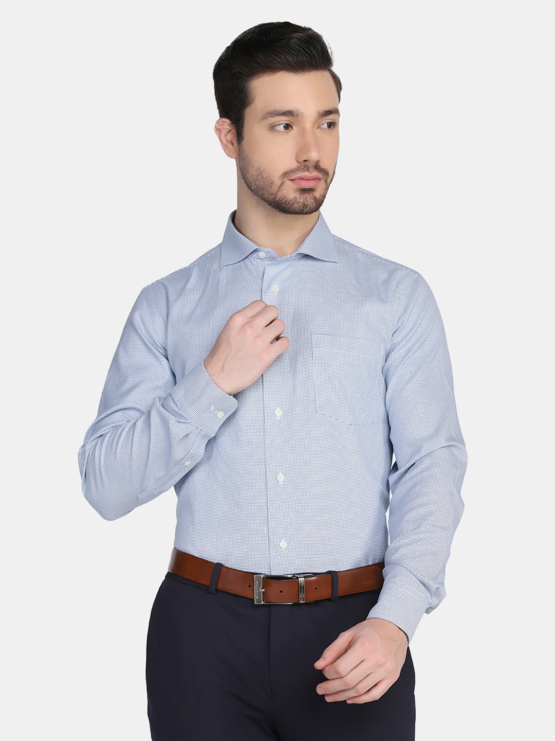 

Blackberrys Men Blue Slim Fit Micro Ditsy Print Cotton Formal Shirt