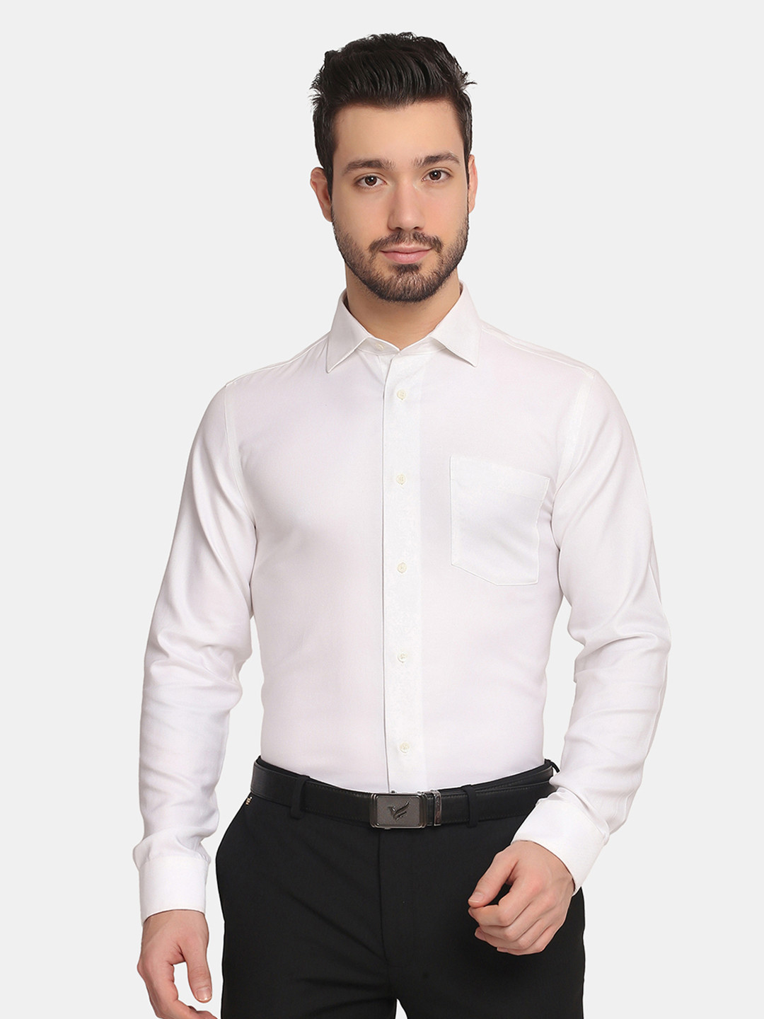 

Blackberrys Men White Slim Fit Cotton Casual Shirt