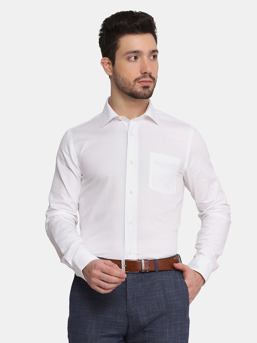 

Blackberrys Men White Slim Fit Cotton Formal Shirt