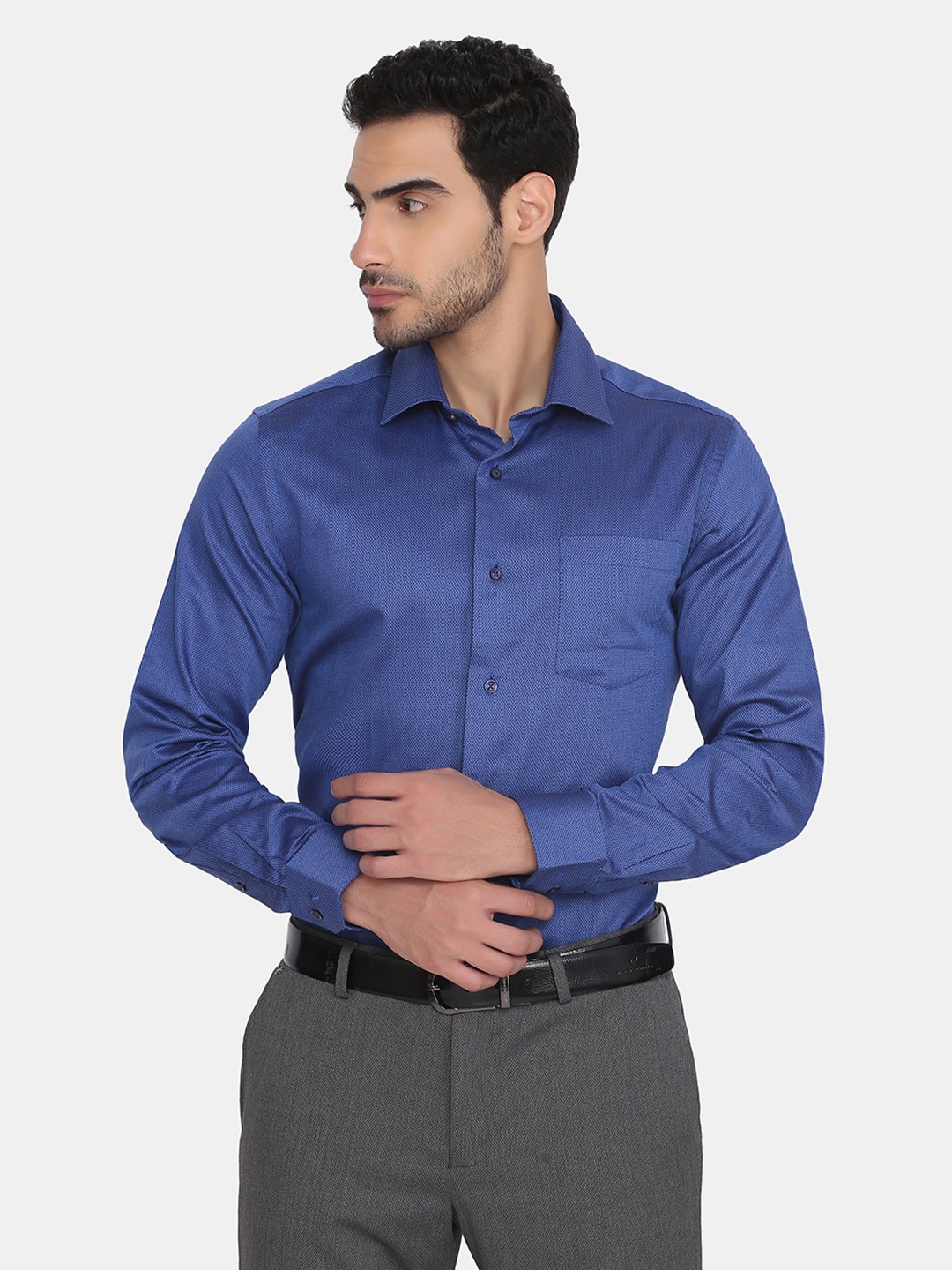 

Blackberrys Men Blue Slim Fit Cotton Formal Shirt