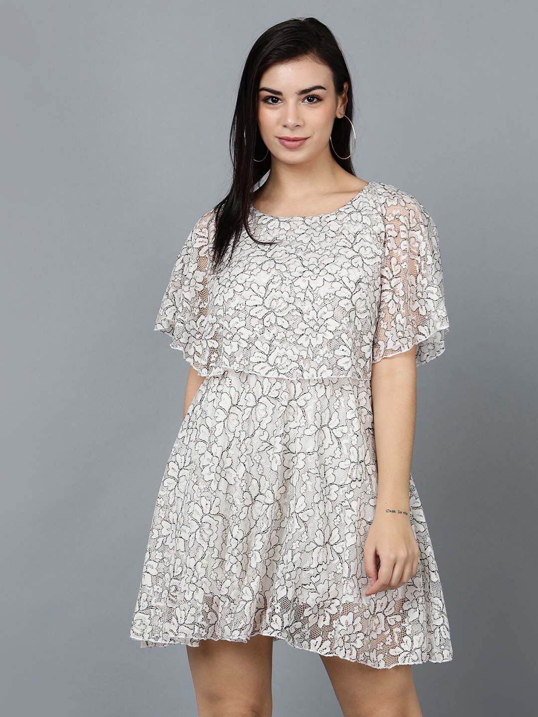 

Gaurgeous White Floral Chiffon Dress