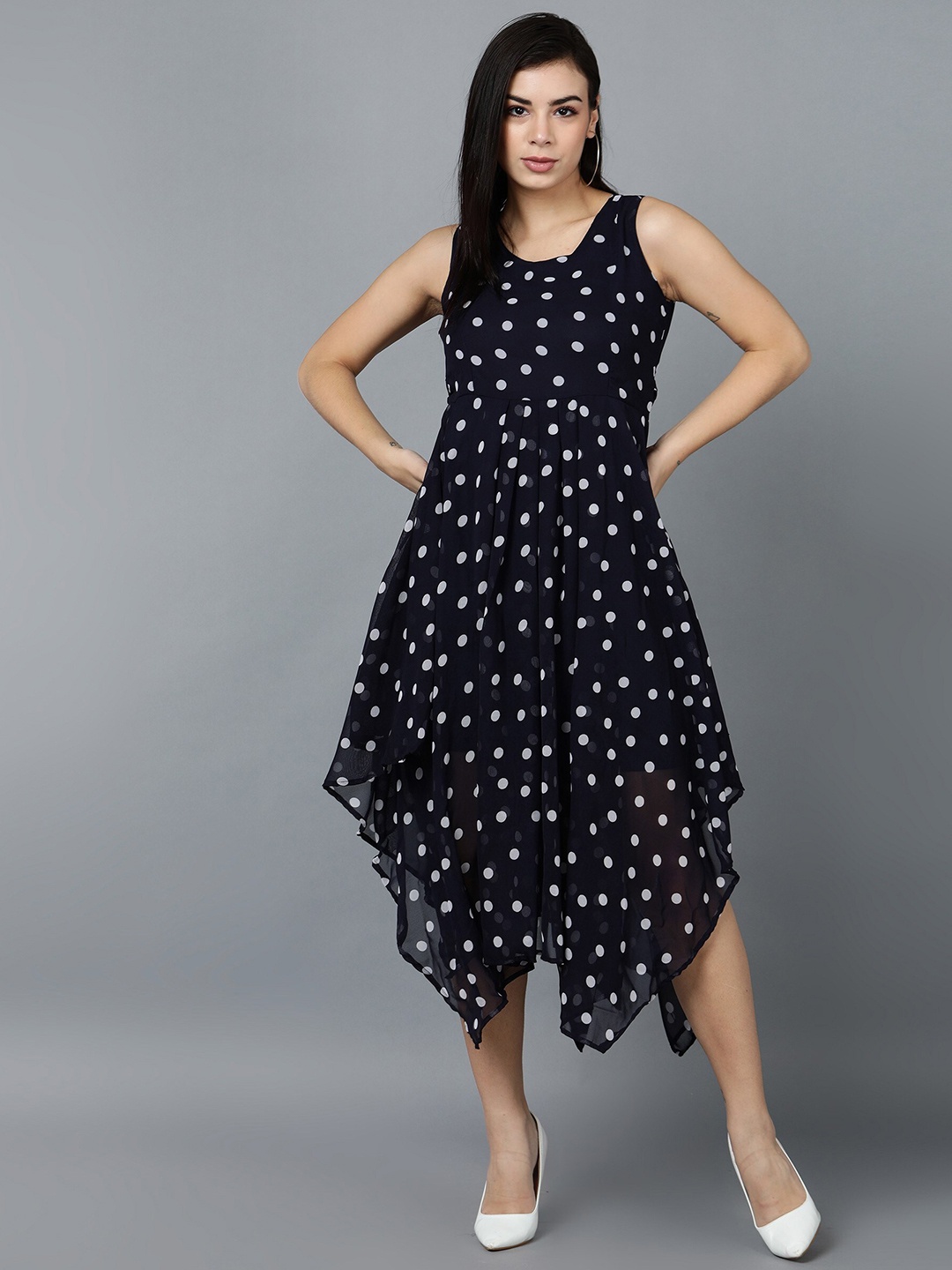 

Gaurgeous Black Chiffon Polka Printed Dress